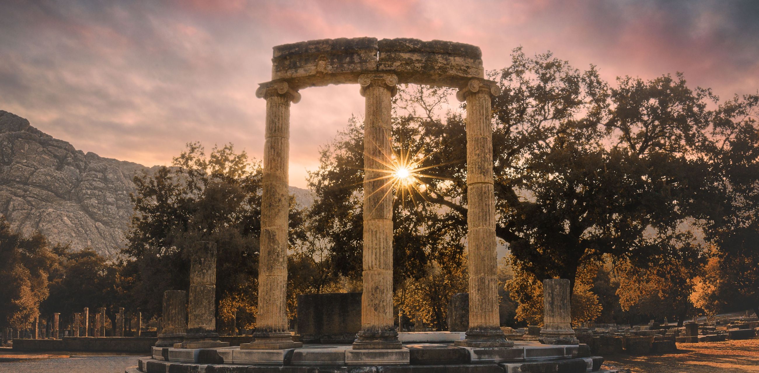 Sunset in Ancient Olympia Greece
