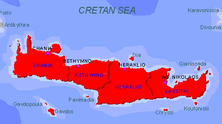Map Greek Island of Crete